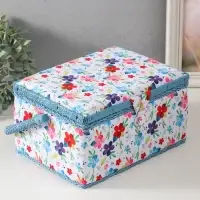 Шкатулка для рукоделия и шитья &laquo;Цветение на белом&raquo;, хранение ниток, иголок, мелочи, 19&times;26&times;14.5 см