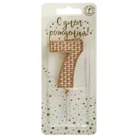 Свеча в торт на шпажке "Жемчужная", цифра "7", шампань