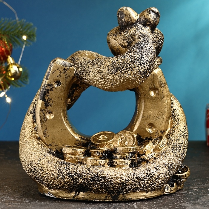 Фигура Фигура "Змея Удача" черное золото, 23х23х28см