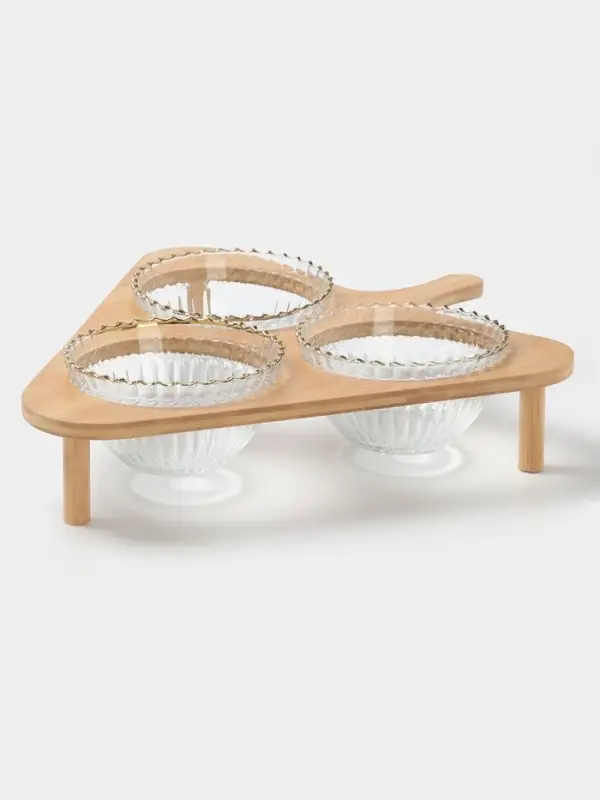 Салатники &laquo;Ронда&raquo;, 350 мл, 37.5&times;32.5&times;7 см, на подставке, набор 3 шт., стекло, прозрачный