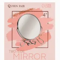 Зеркало настольное, с увеличением х2, круглое, настенное, двустороннее, 11&times;13/18.5 см, (d=9 см), металлическое