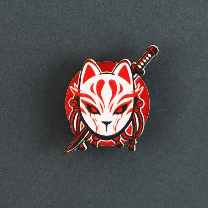 Значок деревянный «Кицунэ», аниме, 2,9 х 3,3 см Значок деревянный «Кицунэ», аниме, 2,9 х 3,3 см