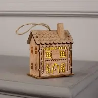 Ёлочная игрушка &laquo;Резной домик&raquo;, 9&times;5&times;7 см, 1 LED, от батареек, свечение тёплое белое