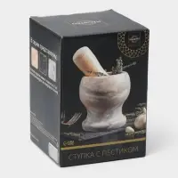 Ступка с толкушкой &laquo;Мрамор&raquo;, из натурального камня, цвет коричневый