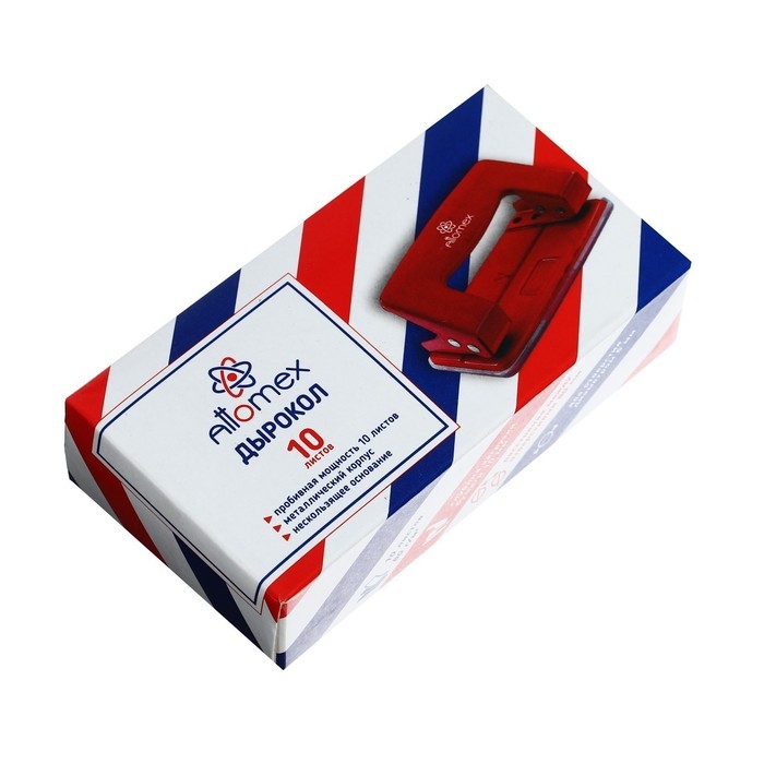 Дырокол металлический 10 листов, Attomex, красный Дырокол металлический 10 листов, Attomex, красный