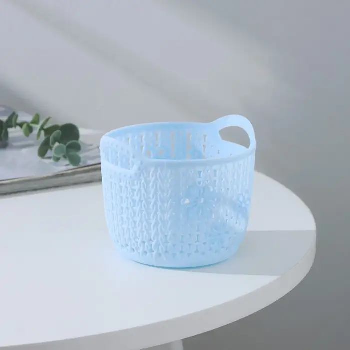 Корзина для хранения «Вязание», пластик, 11.5×10.5×9 см, голубая Корзина для хранения «Вязание», пластик, 11.5×10.5×9 см, голубая