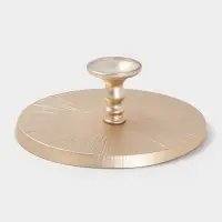 Блюдо для торта &laquo;Кувшинка&raquo;, d=28 см, на ножке, стекло, золотистое