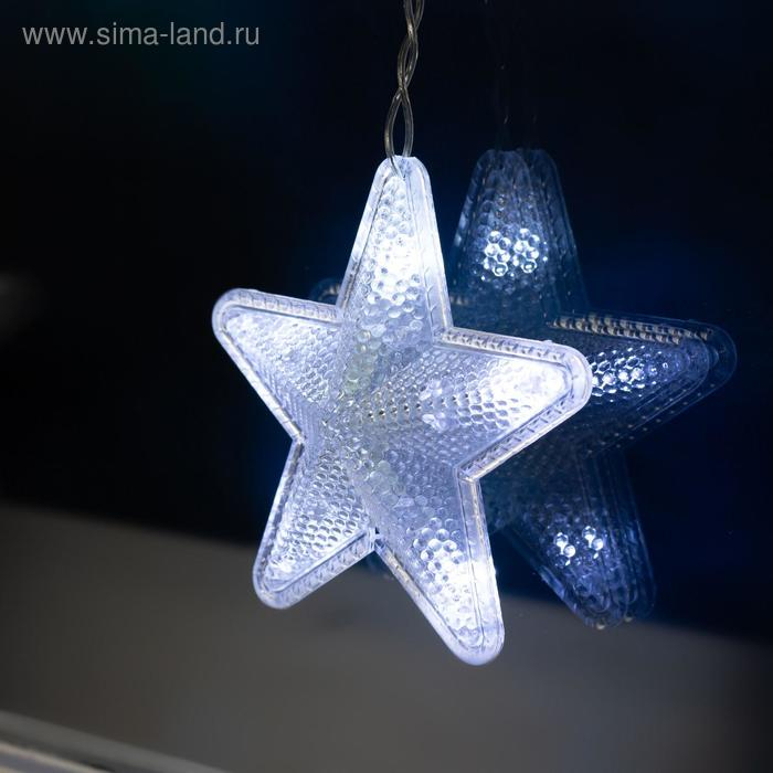 Гирлянда «Бахрома» 2.4 × 0.9 м с насадками «Звёздочки», IP20, прозрачная нить, 186 LED, свечение белое, 8 режимов, 220 В Гирлянда «Бахрома» 2.4 × 0.9 м с насадками «Звёздочки», IP20, прозрачная нить, 186 LED, свечение белое, 8 режимов, 220 В