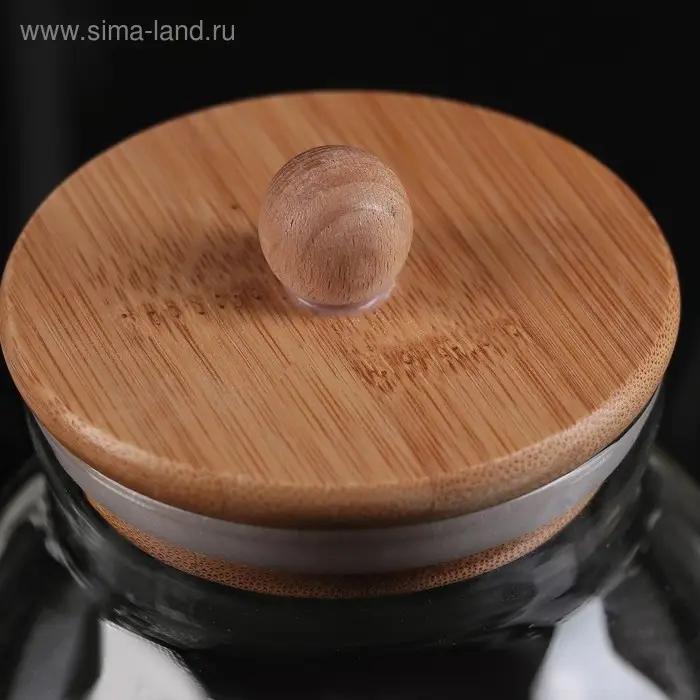 Банка стеклянная для сыпучих продуктов с бамбуковой крышкой «Бамбук», 950 мл, 13×15 см Банка стеклянная для сыпучих продуктов с бамбуковой крышкой «Бамбук», 950 мл, 13×15 см