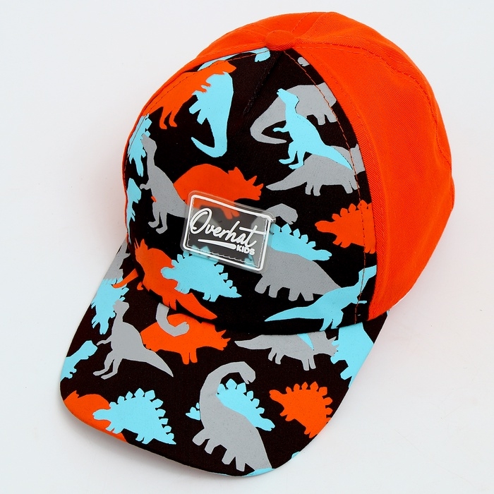 Кепка детская для мальчика «Динозавры»,цвет оранжевый, р-р 52-54, 5-7 лет