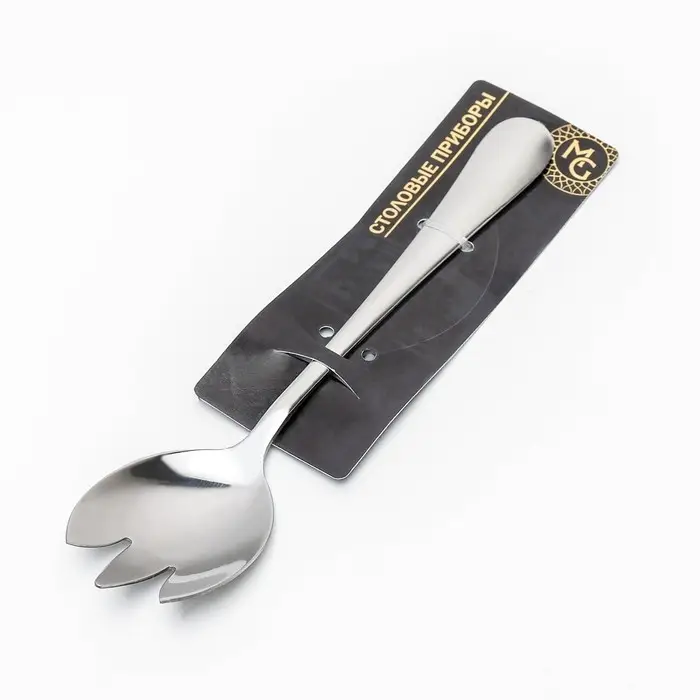 Вилка для салата из нержавеющей стали Magistro «Дабл», длина 19,7 см, на подвесе, цвет серебряный Вилка для салата из нержавеющей стали Magistro «Дабл», длина 19,7 см, на подвесе, цвет серебряный