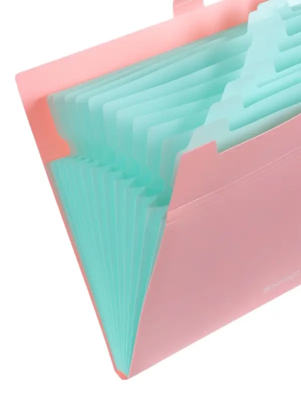 Папка А4 Haze, 12 отделений, 600 мкм, на кнопке, розовая