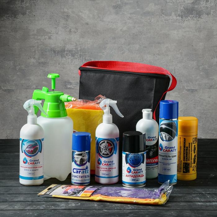 Подарочный набор для ухода и мойки авто Grand Caratt, в сумке, 10 предметов Подарочный набор для ухода и мойки авто Grand Caratt, в сумке, 10 предметов