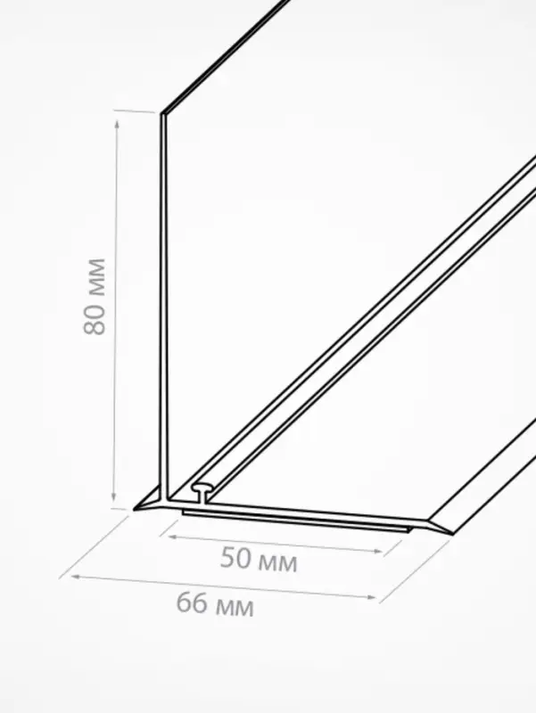 Ограничитель передний пластиковый самоклеящийся с Т-профилем, 1000&times;50&times;80 мм, прозрачный