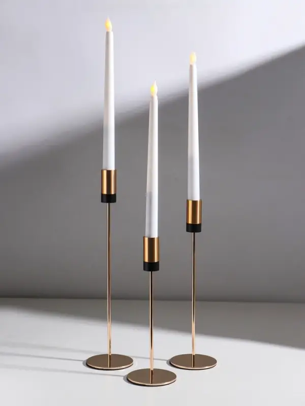 Подсвечник металл  Подсвечник металл "Лофт" d=2 см набор 3 шт золотой с чёрным 8х8х23, 8х8х28, 8х8х33 см