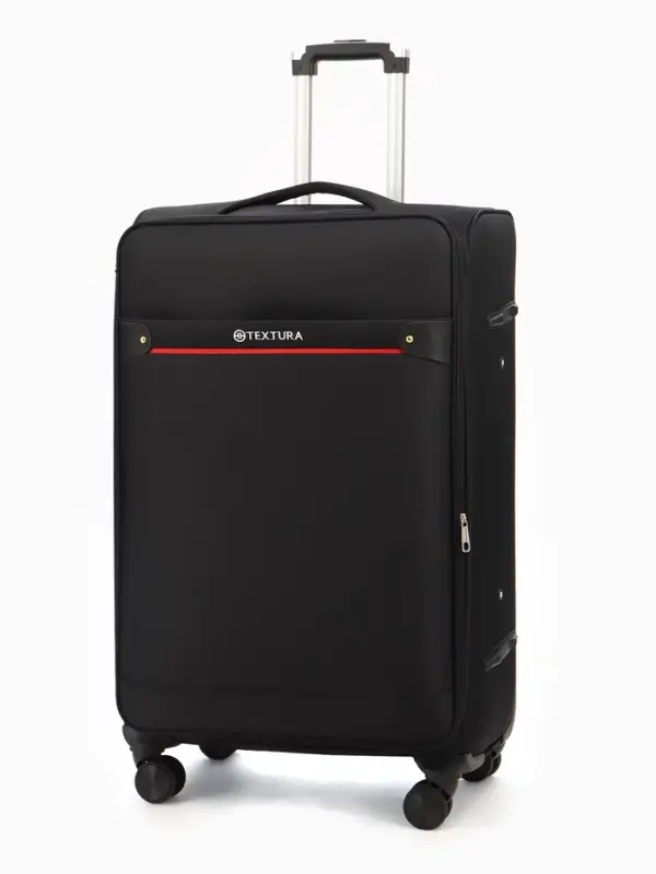 Чемодан на колёсах TEXTURA, кодовый замок, текстильный, с увеличением, 47&times;30&times;78 см, 28", чёрный