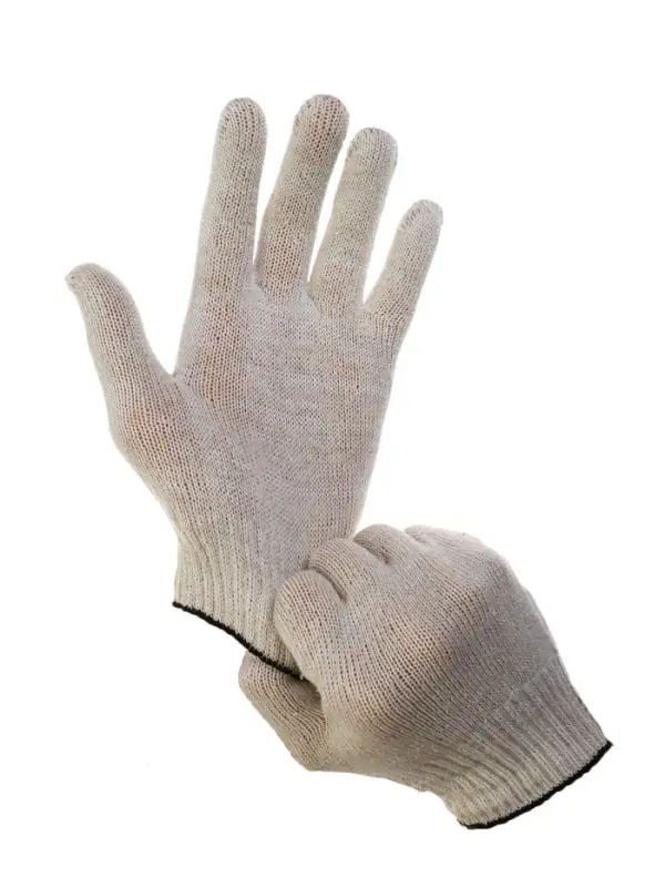 Перчатки садовые, хб, вязка 10 класс, 4 нити, размер 9, без покрытия, белые
