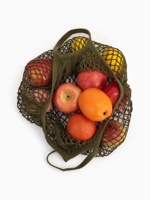 Сумка - авоська плетёная, клетка 1.5 см, зелёная