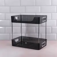 Органайзер для хранения, с ручками, 2 секции, 31&times;20&times;29 см, цвет чёрный, серебристый