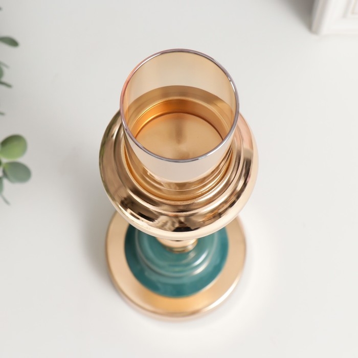 Подсвечник металл на 1 свечу Подсвечник металл на 1 свечу "Стиляги" золото и сине-зелёный 32х10х10 см