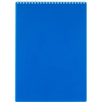 Блокнот А4 80 л.  мет.гребень,пласт.обл,синий, клетка