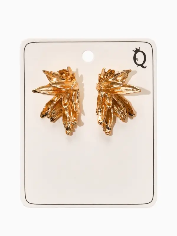 Серьги металл Серьги металл "Цветы половинки", цвет золото