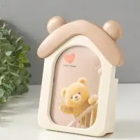 Фоторамка пластик карандашница 10х15 см "Домик с ушками мишки" бело-бежевый 4,8х16,7х20 см   1096452