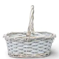 Корзина плетеная ива 28 х 20 х 11 см ручка 14 см, белый
