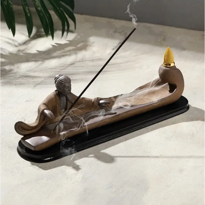 Подставка для благовоний TAKE IT EASY &laquo;Мудрец&raquo;, набор благовоний конусы, стелющийся дым, 28&times;9 см