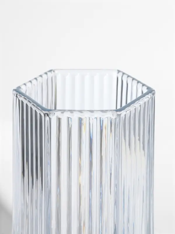 Ваза стекло настольная  Ваза стекло настольная "Эдисон" линии, 28х13,5 см, прозрачный