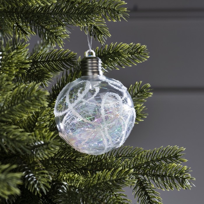Ёлочный шар «Ледяной узор», батарейки, 1 LED, свечение RGB Ёлочный шар «Ледяной узор», батарейки, 1 LED, свечение RGB