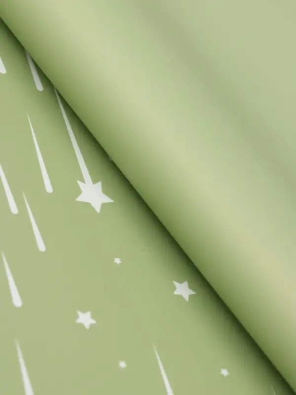 Пленка для цветов, "Звездопад", нежно-зелёная, 57х57 см