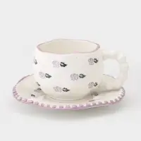 Чайная пара "Фиолетовая роза" блюдце 16х1,5 см, чашка  13х10х7 см