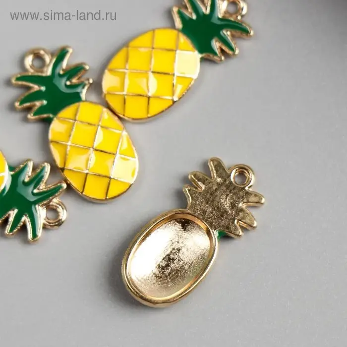 Декор для творчества металл, эмаль &laquo;Ананас&raquo;, золото, 1.4&times;1.2 см