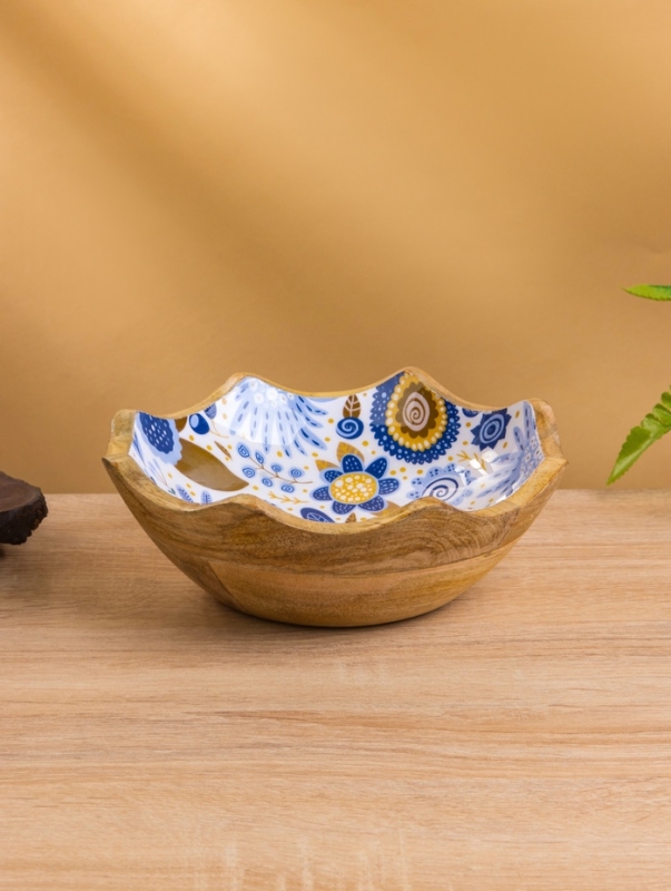 Салатник "Васильки" дерево манго 20х20х8 см