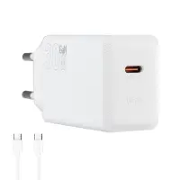 Сетевое зарядное устройство с кабелем Type-C на Type-C PD30W N70 HOCO белое