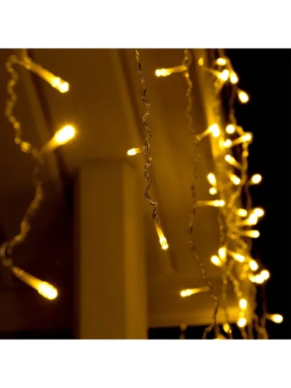 Гирлянда &laquo;Бахрома&raquo; 3&times;0.9 м, IP44, УМС, прозрачная нить, 232 LED, свечение тёплое белое, 220 В