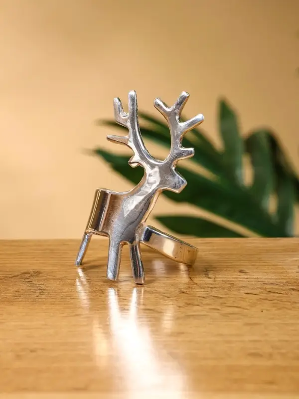 Кольцо для салфеток «Лесной олень», 7.5×4.4,5×4.5 см, латунь, никелевое покрытие