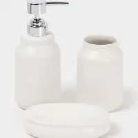 Аксессуары для ванной SAVANNA &laquo;Глянец&raquo;, 3 предмета, мыльница, дозатор для мыла, стакан, белые