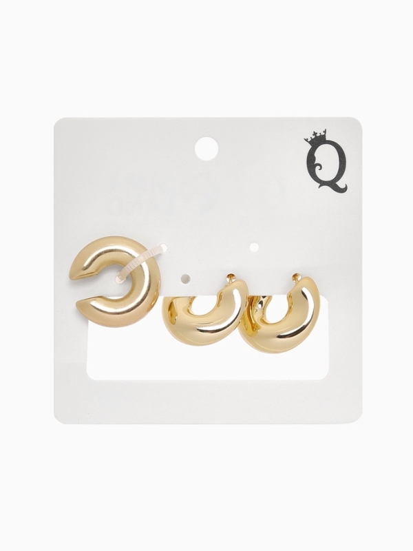 Набор серьги и каффы 3 шт «Бублик» капли, цвет золото