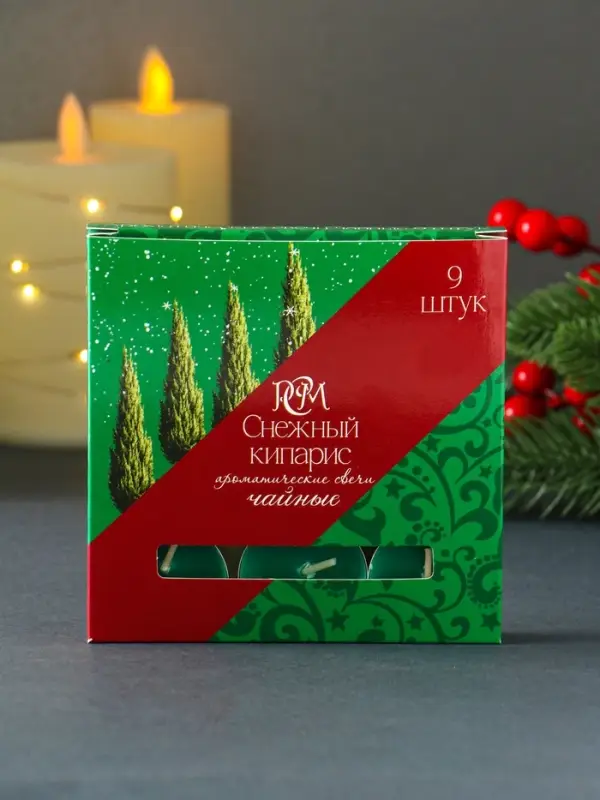 Набор чайных свечей ароматических "Снежный кипарис" 9 штук