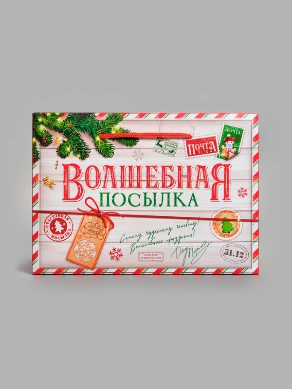 Пакет - коробка новогодний &laquo;Волшебная посылка&raquo;, 28&times;20&times;13 см