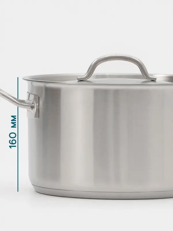 Ковш Hanna Kn&ouml;vell, 9.8 л, d=28, h=16 см, с крышкой, толщина стенки 0.8 мм, индукция, нержавеющая сталь