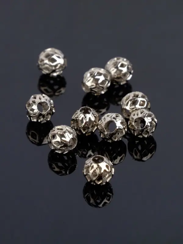 Кримп - зажимная бусина СМ-395, набор 10 шт. 6 мм, цвет серебро