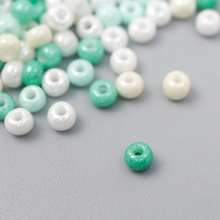 Бисер стекло 8/0  Бисер стекло 8/0 "Перламутр. Меланж зелёно-жёлтый" 10 гр