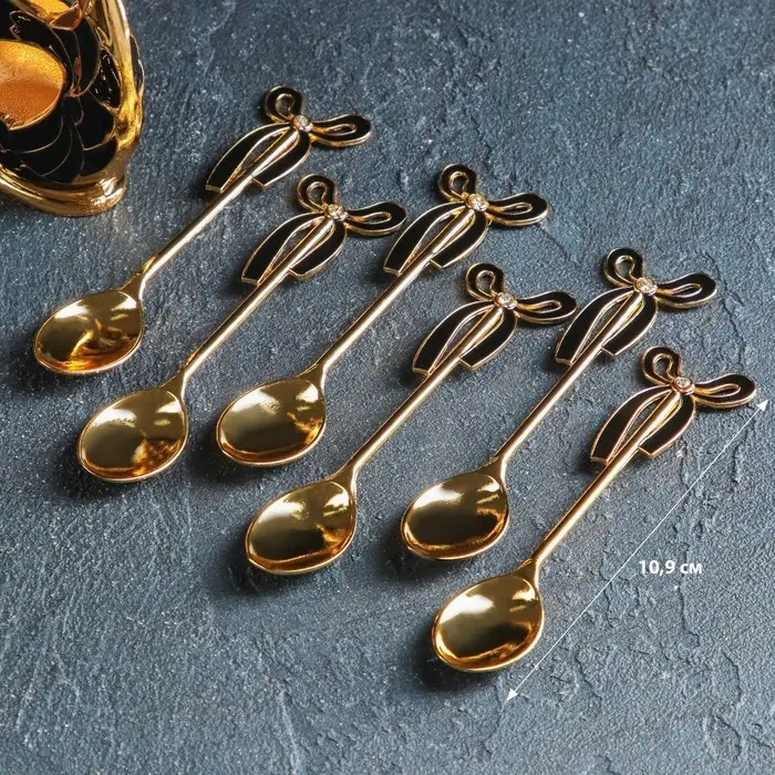 Набор ложек на подставке Magistro Swan, 7,5&times;4,5&times;15 см, 6 шт, цвет чёрный