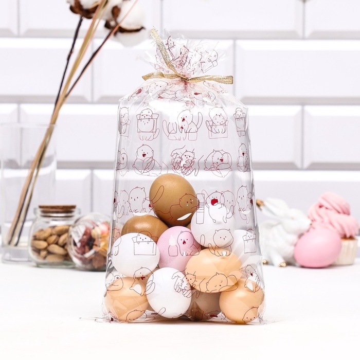 Пакет фасовочный БОПП, Пакет фасовочный БОПП, "Котики" 20*35 см набор 50 шт