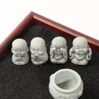 Сад камней &laquo;Четыре маленьких будды&raquo;, чёрный песок, 30&times;20&times;8 см