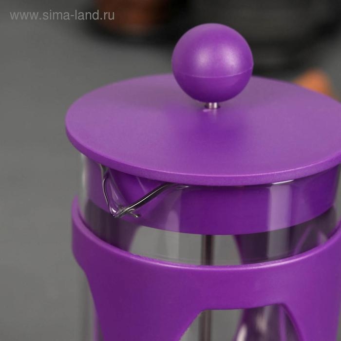 Чайник заварочный френч - пресс Доляна «Оливер», 600 мл, стекло, цвет фиолетовый Чайник заварочный френч - пресс Доляна «Оливер», 600 мл, стекло, цвет фиолетовый