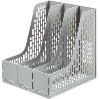 Лоток вертикальный д/бумаг Deli E9843,сбор,3отд,сер,250x257x275мм,пл